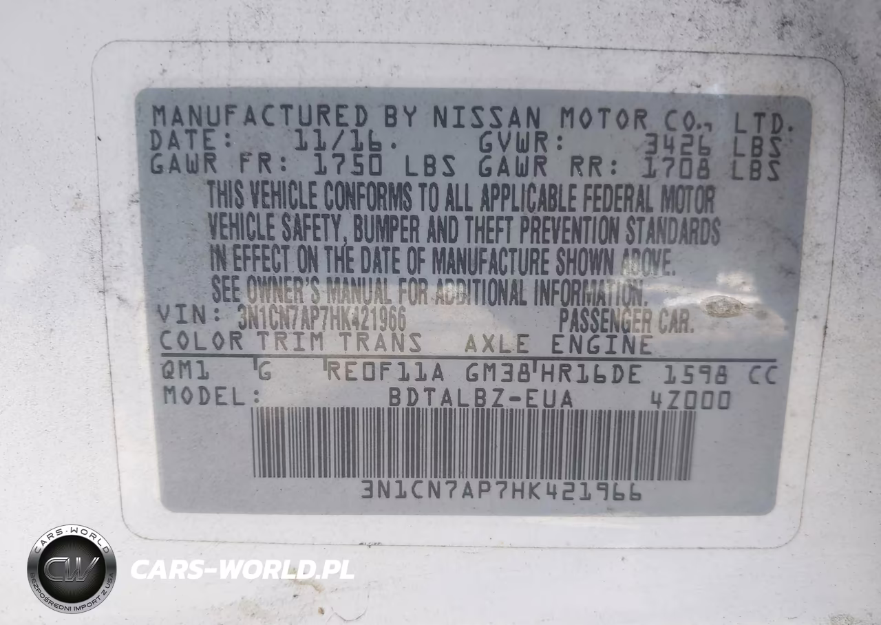 2017 Nissan Versa 1.6 Sv VIN:3N1CN7AP7HK421966 - 9