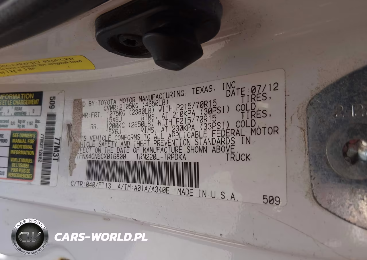 2012 Toyota Tacoma VIN:5TFNX4CN6CX016800 - 9