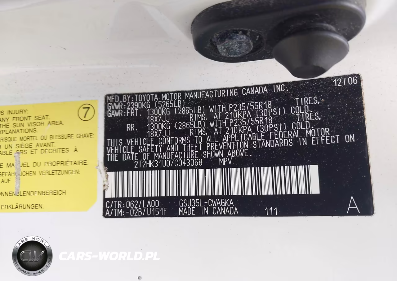 2007 Lexus Rx 350 VIN:2T2HK31U07C043068 - 9