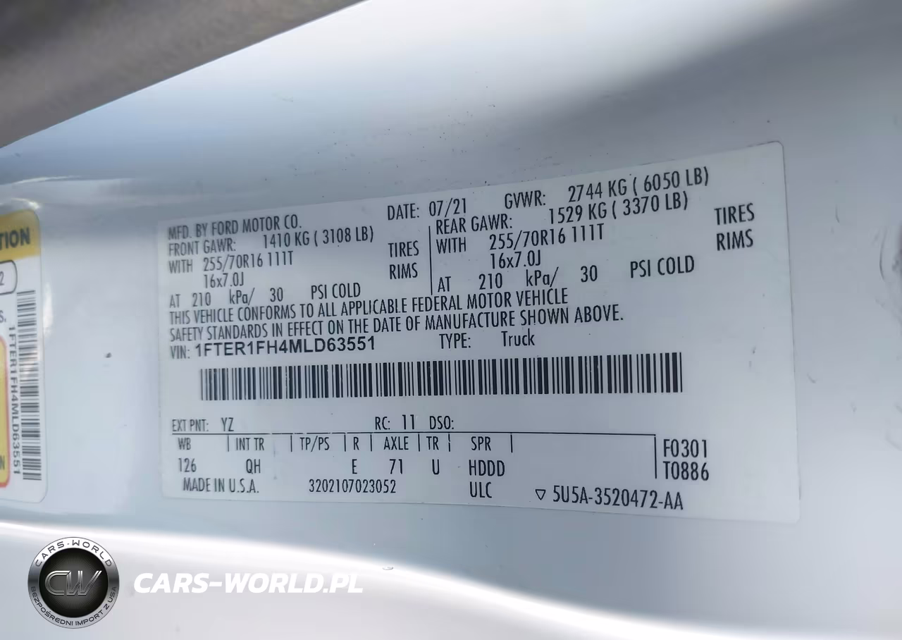 2021 Ford Ranger Xl VIN:1FTER1FH4MLD63551 - 9
