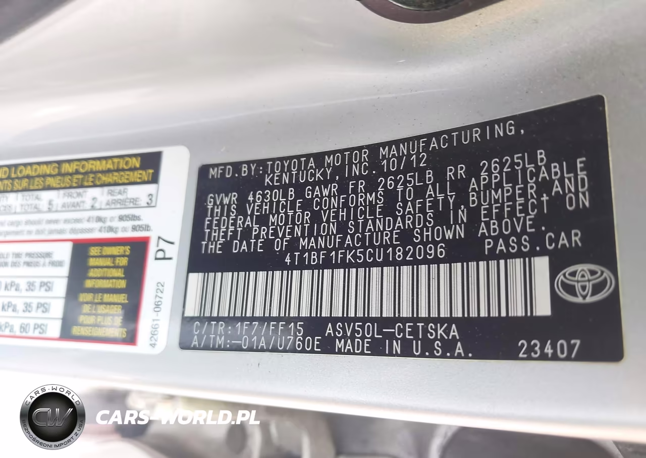 2012 Toyota Camry Se VIN:4T1BF1FK5CU182096 - 9