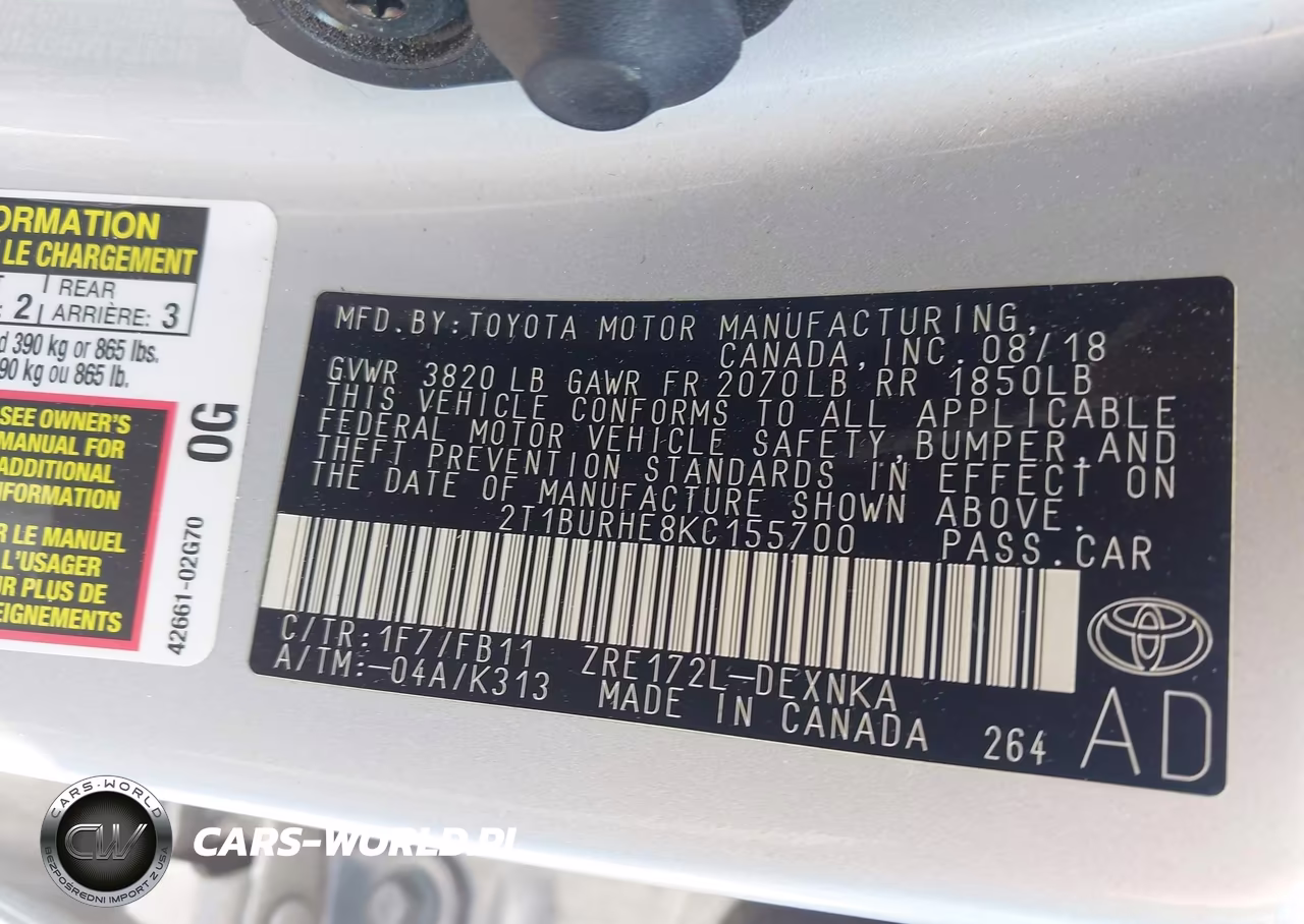 2019 Toyota Corolla Le VIN:2T1BURHE8KC155700 - 9