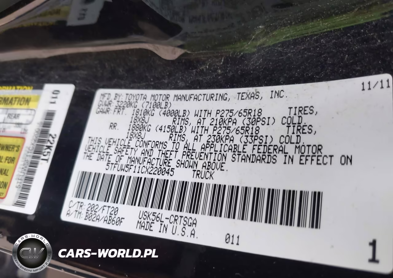 TOYOTA TUNDRA VIN:5TFUW5F11CX220045 - 9