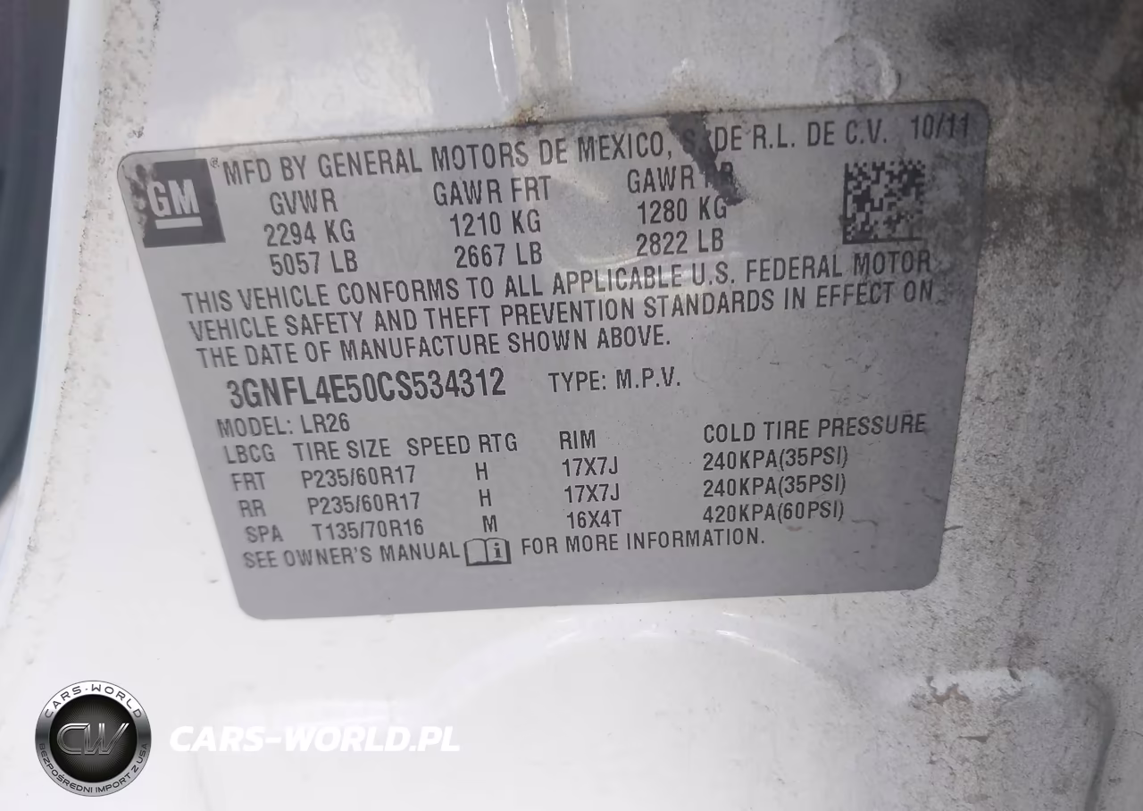 2012 Chevrolet Captiva Sport Ltz VIN:3GNFL4E50CS534312 - 9