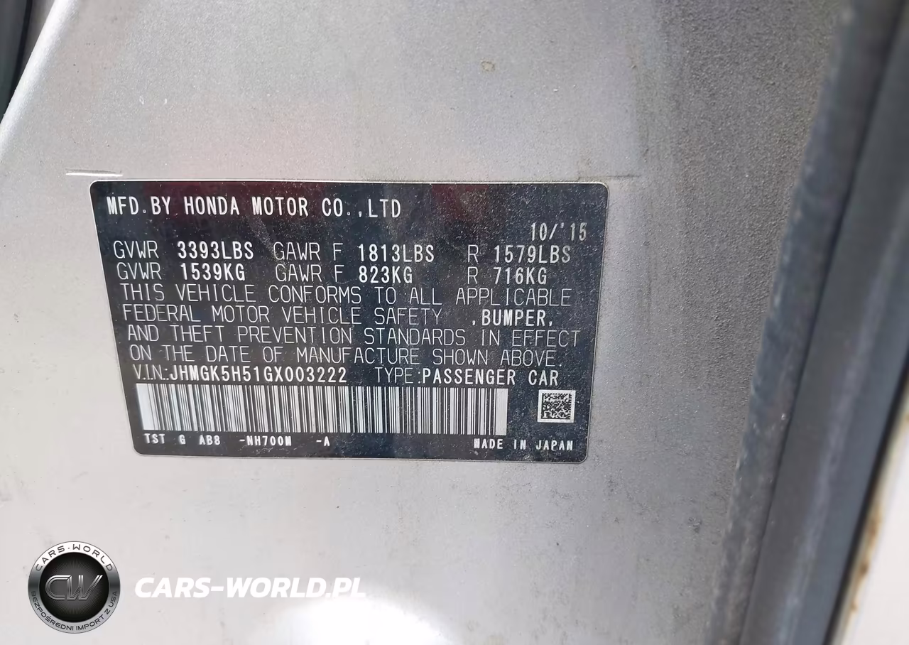 2016 Honda Fit Lx VIN:JHMGK5H51GX003222 - 9