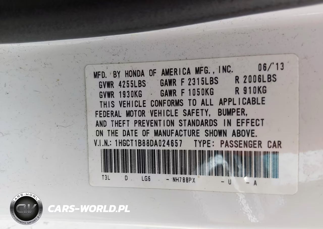 2013 Honda Accord Ex-L VIN:1HGCT1B88DA024657 - 9