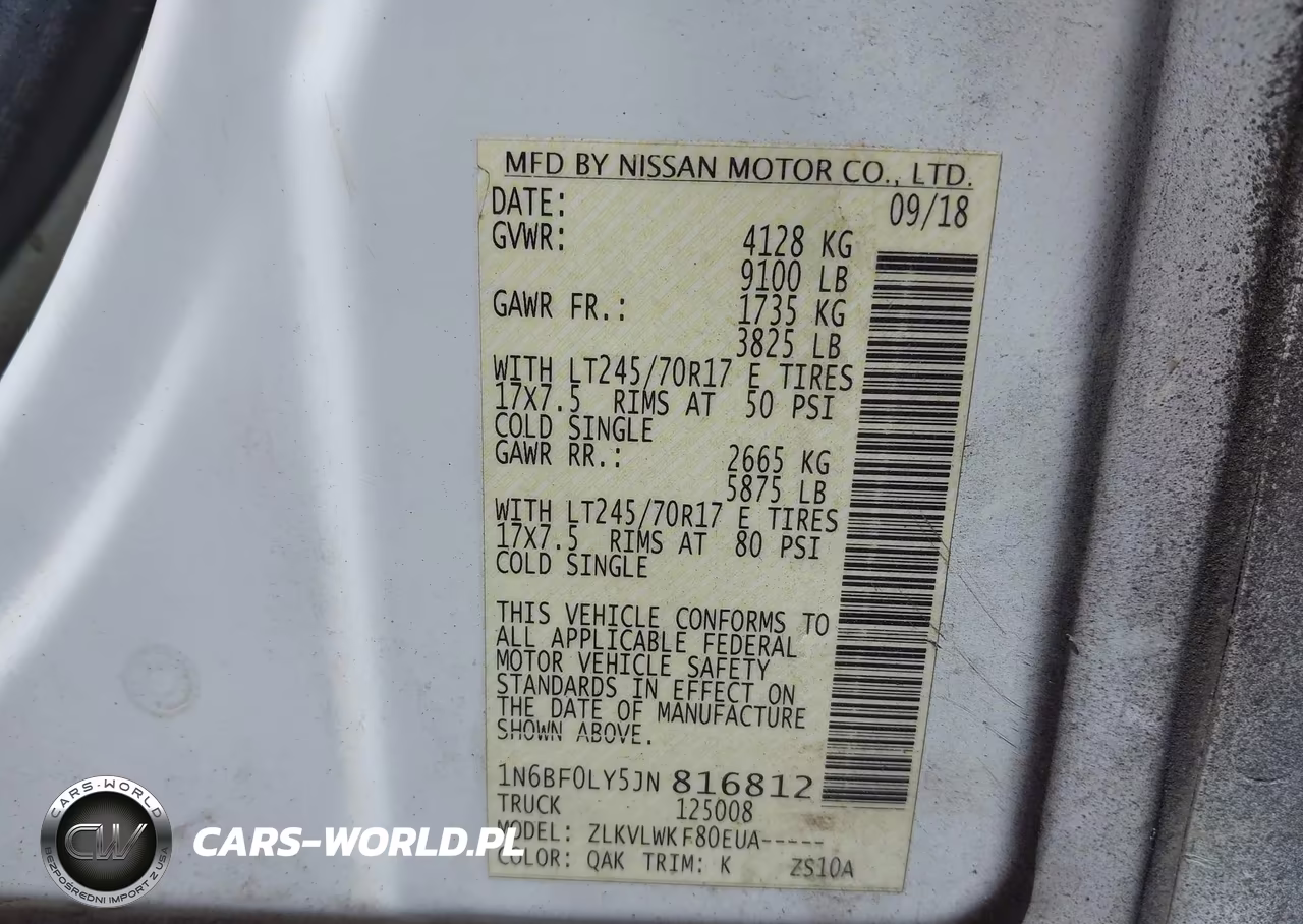 2018 Nissan Nv Cargo Nv2500 Hd S V6 VIN:1N6BF0LY5JN816812 - 9