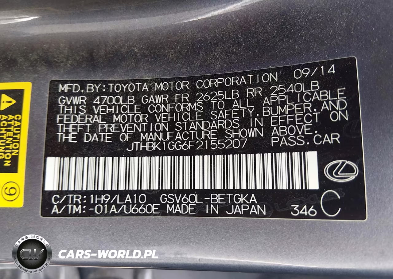 2015 Lexus Es 350 VIN:JTHBK1GG6F2155207 - 9