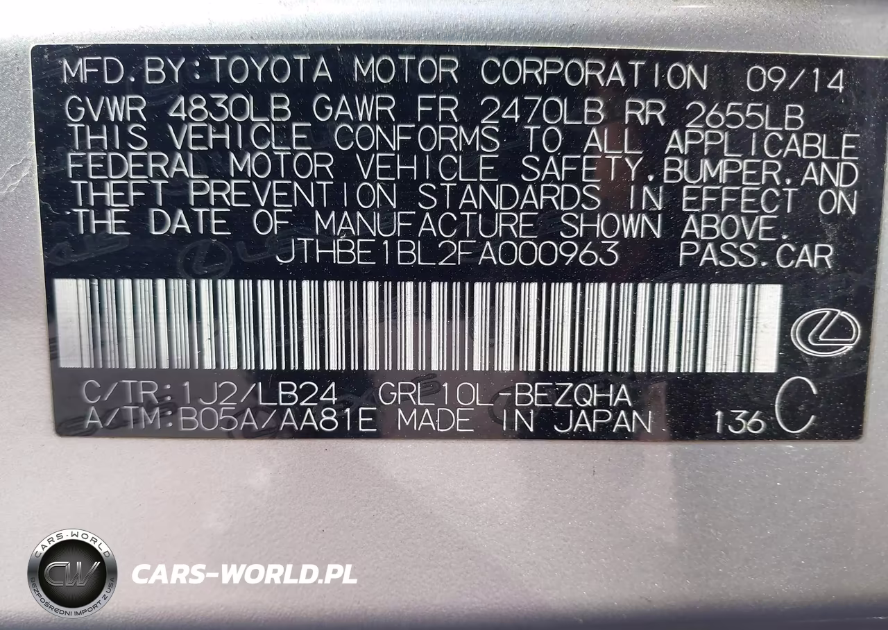 2015 Lexus Gs 350 VIN:JTHBE1BL2FA000963 - 9
