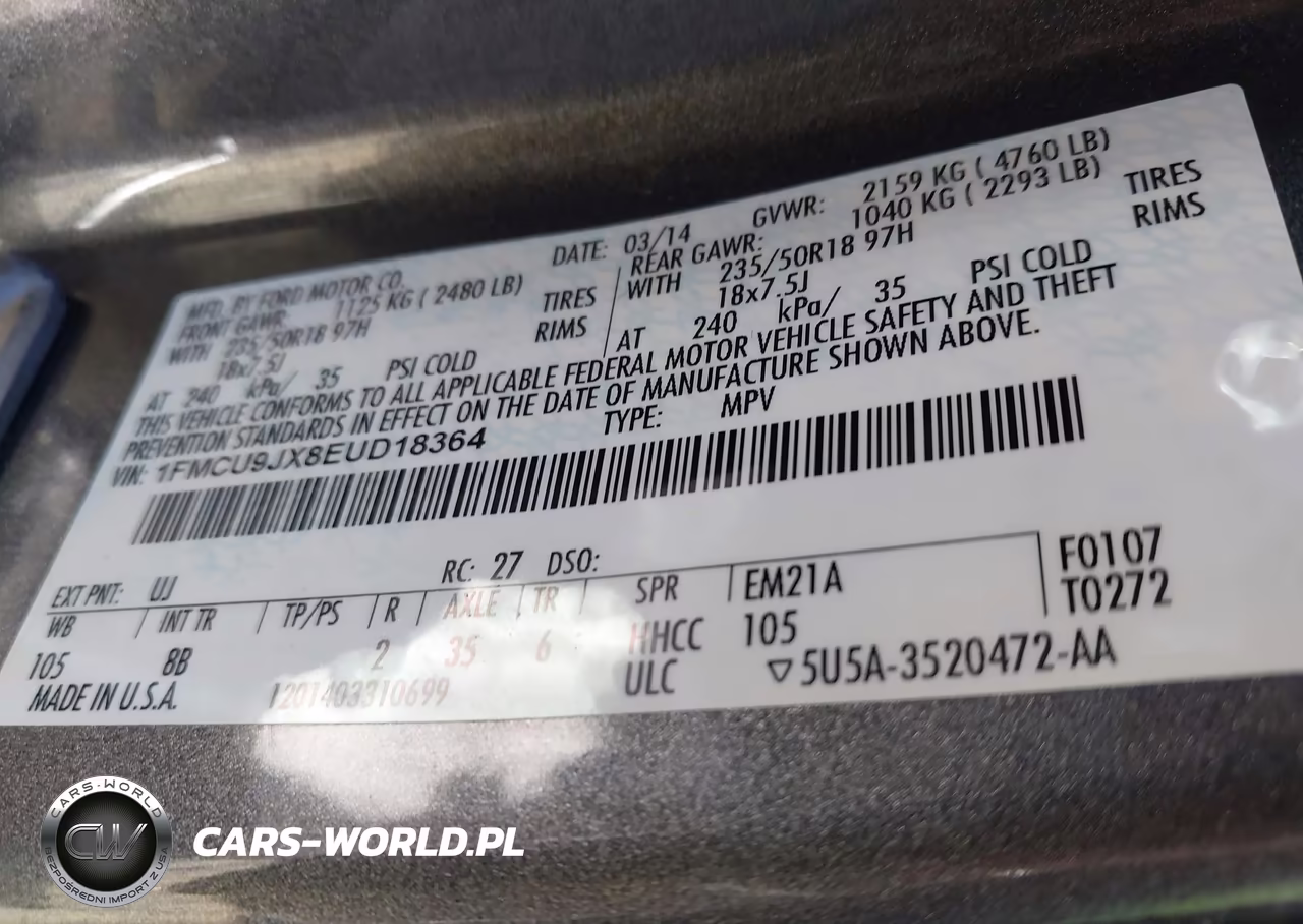 2014 Ford Escape Titanium VIN:1FMCU9JX8EUD18364 - 9