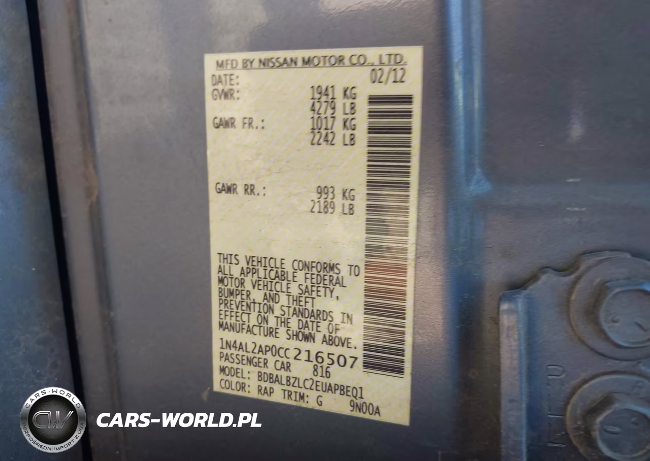 2012 Nissan Altima 2.5 S VIN:1N4AL2AP0CC216507 - 9