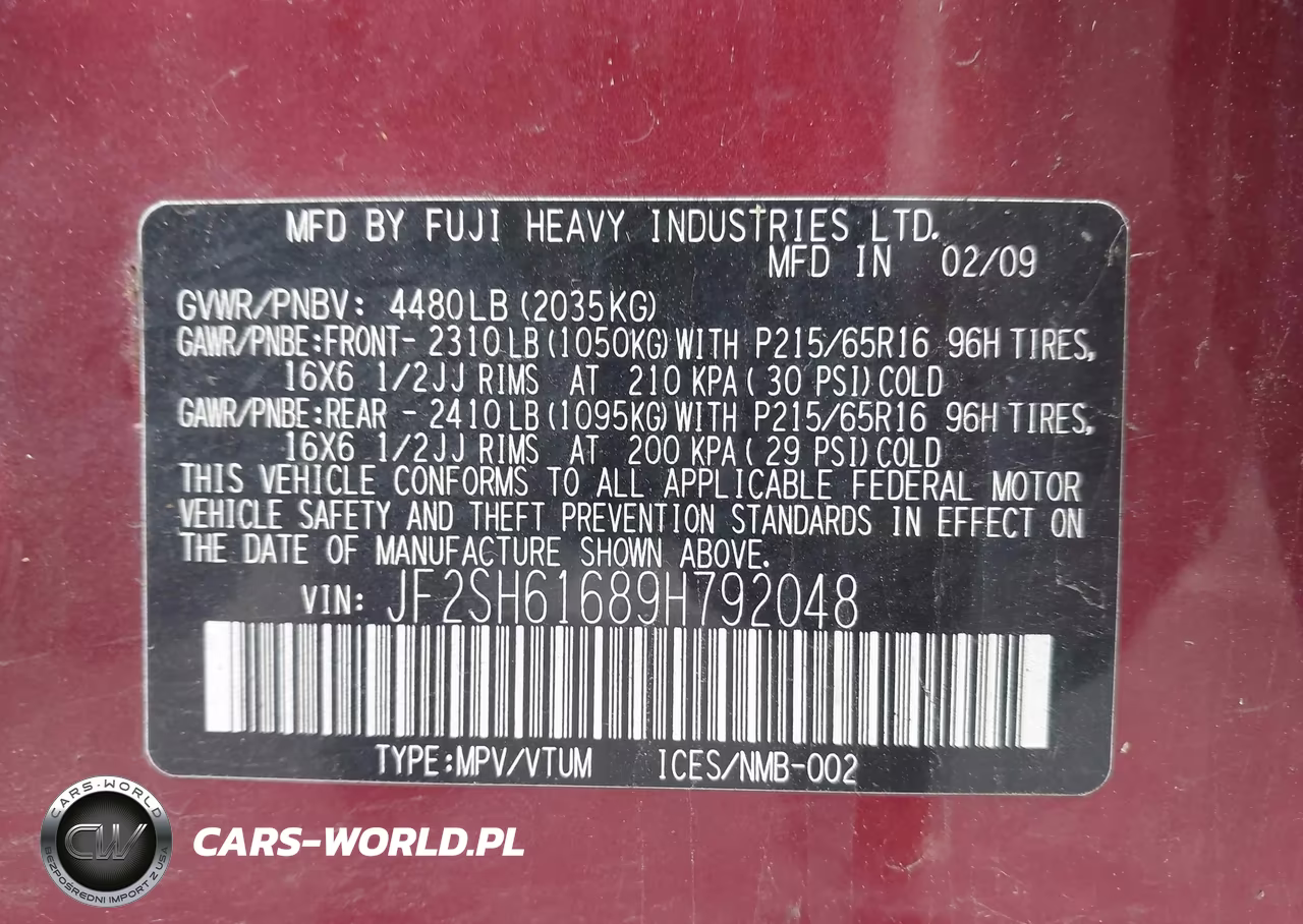 2009 Subaru Forester 2.5X VIN:JF2SH61689H792048 - 9