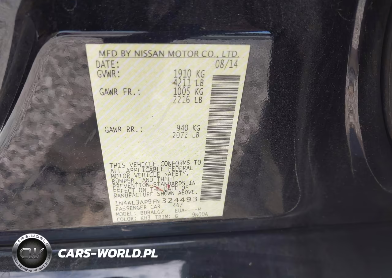 2015 Nissan Altima 2.5 S VIN:1N4AL3AP9FN324493 - 9