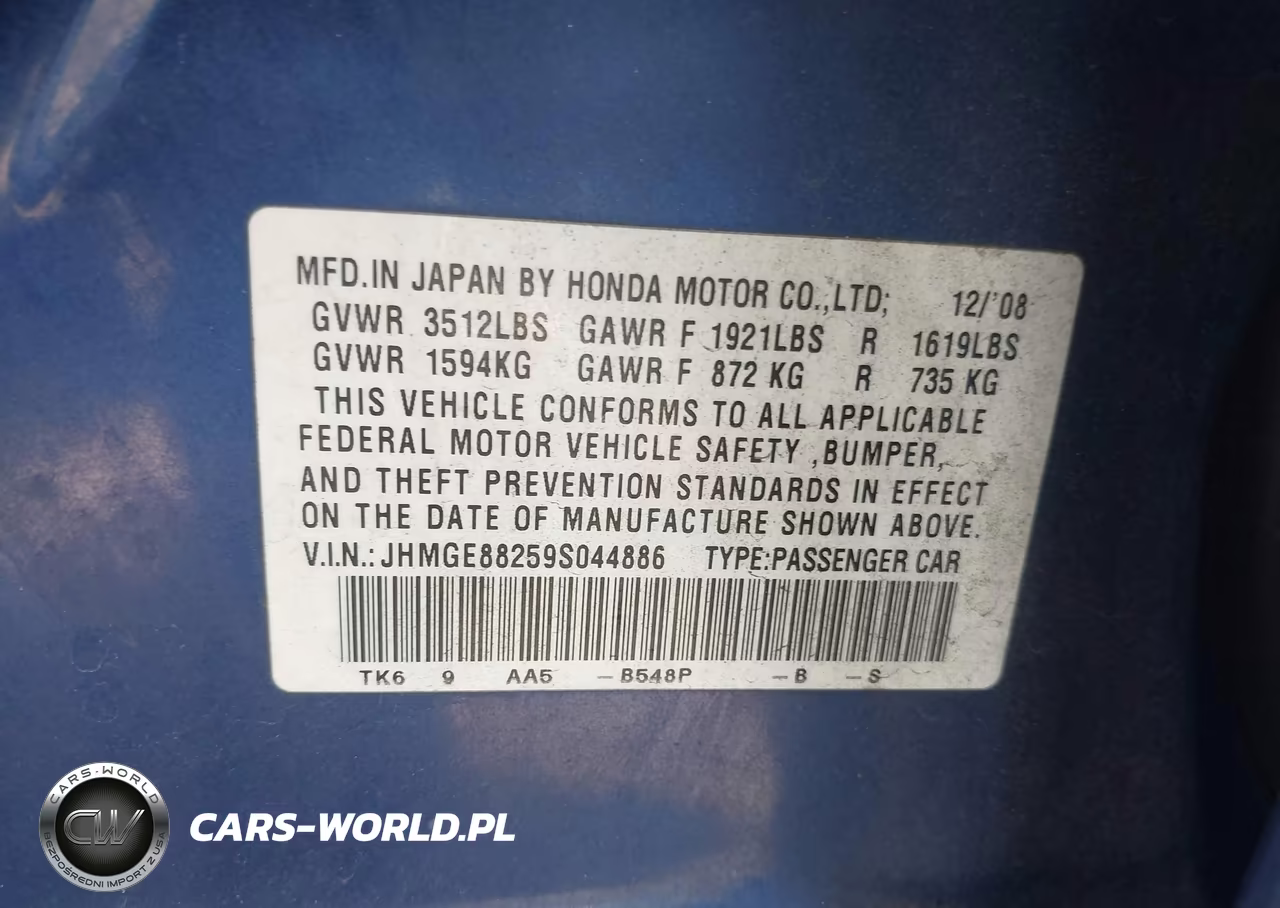 2009 Honda Fit VIN:JHMGE88259S044886 - 9