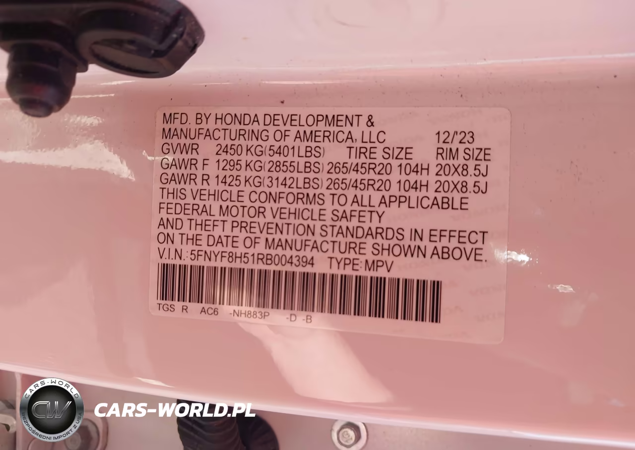 2024 Honda Passport Awd Ex-L VIN:5FNYF8H51RB004394 - 9