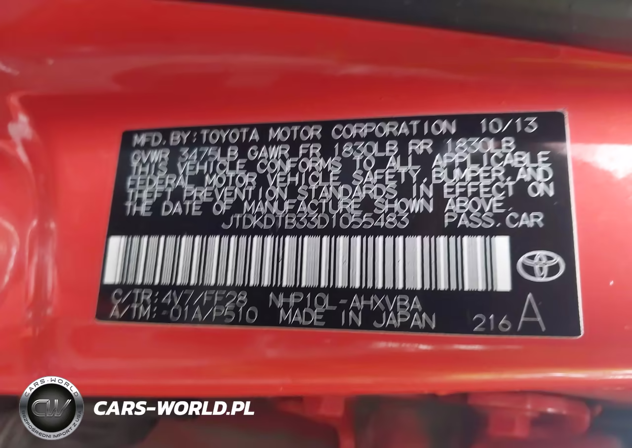 2013 Toyota Prius C Two VIN:JTDKDTB33D1055483 - 9