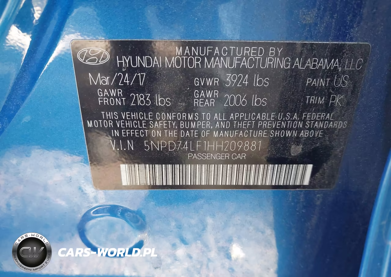 2017 Hyundai Elantra Se VIN:5NPD74LF1HH209881 - 9