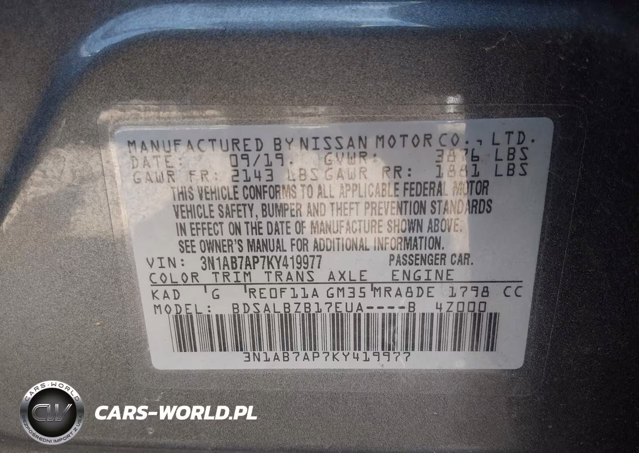 2019 Nissan Sentra S VIN:3N1AB7AP7KY419977 - 9