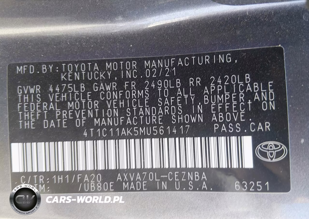 2021 Toyota Camry Le VIN:4T1C11AK5MU561417 - 9