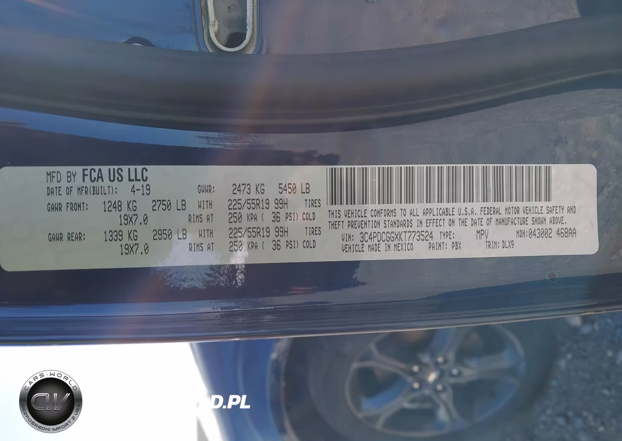 2019 Dodge Journey Crossroad VIN:3C4PDCGGXKT773524 - 9