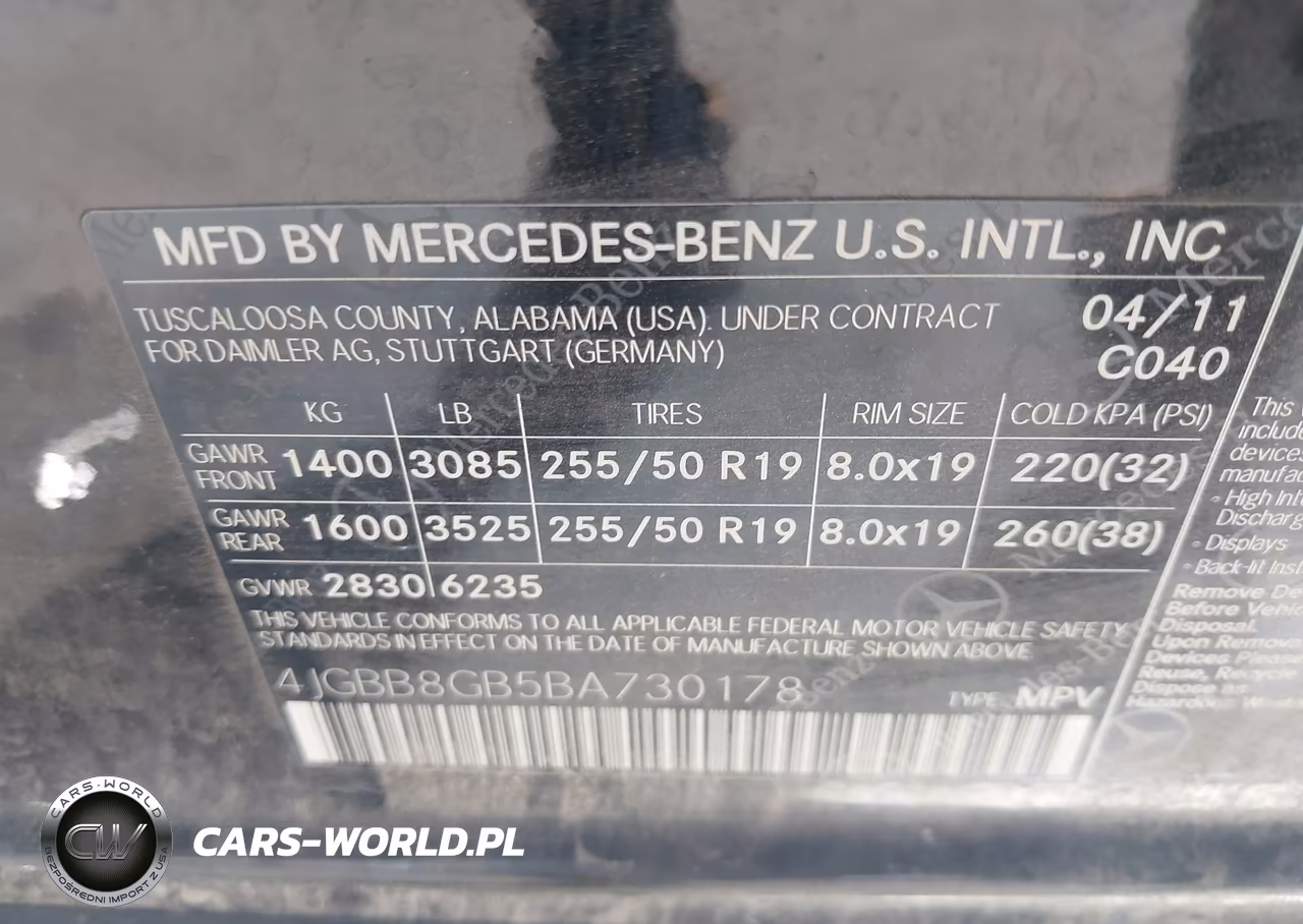 2011 Mercedes-Benz Ml 350 4Matic VIN:4JGBB8GB5BA730178 - 9