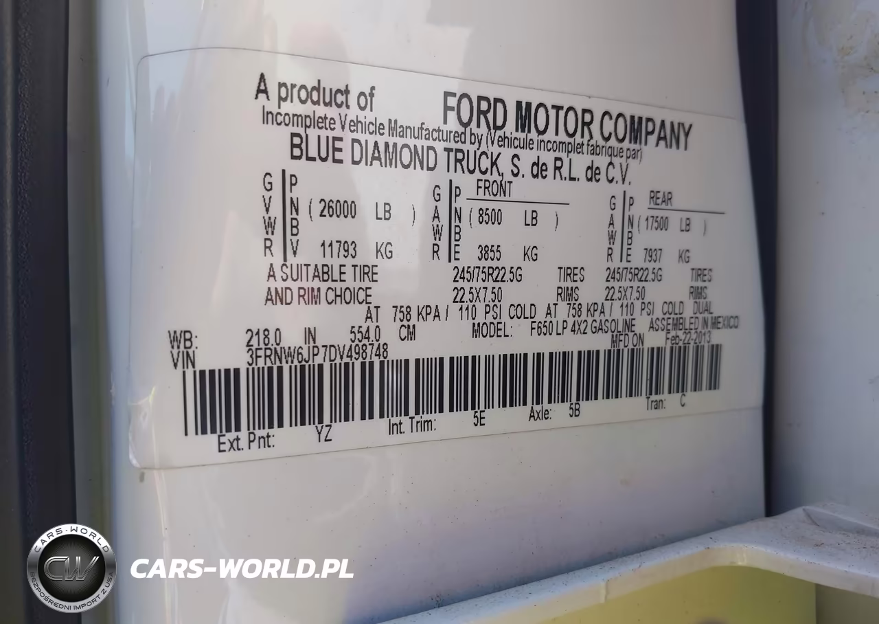 2013 Ford F-650 Pro Loader Gas Xl-Xlt VIN:3FRNW6JP7DV498748 - 8