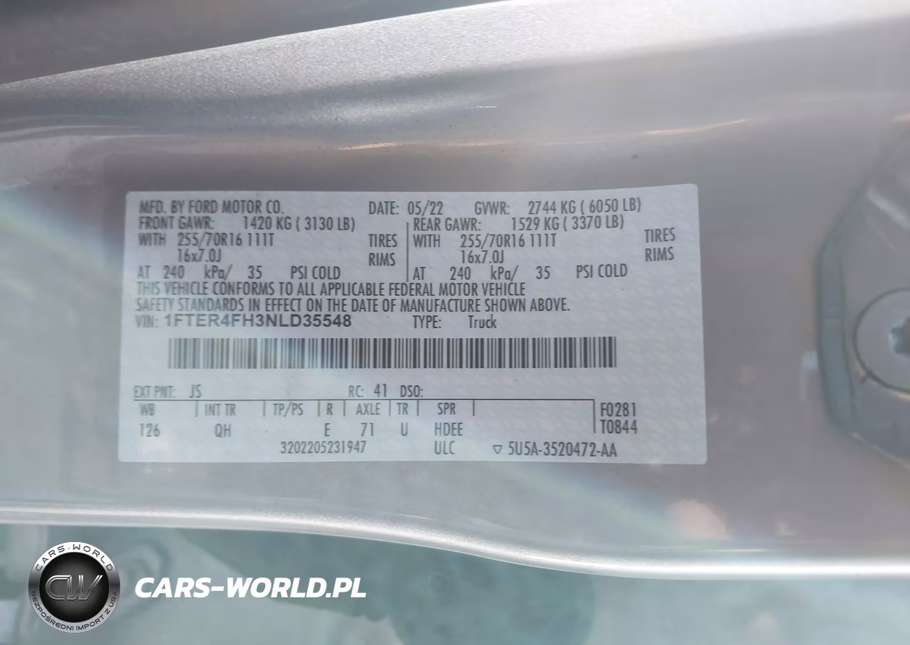 2022 Ford Ranger Xl VIN:1FTER4FH3NLD35548 - 9