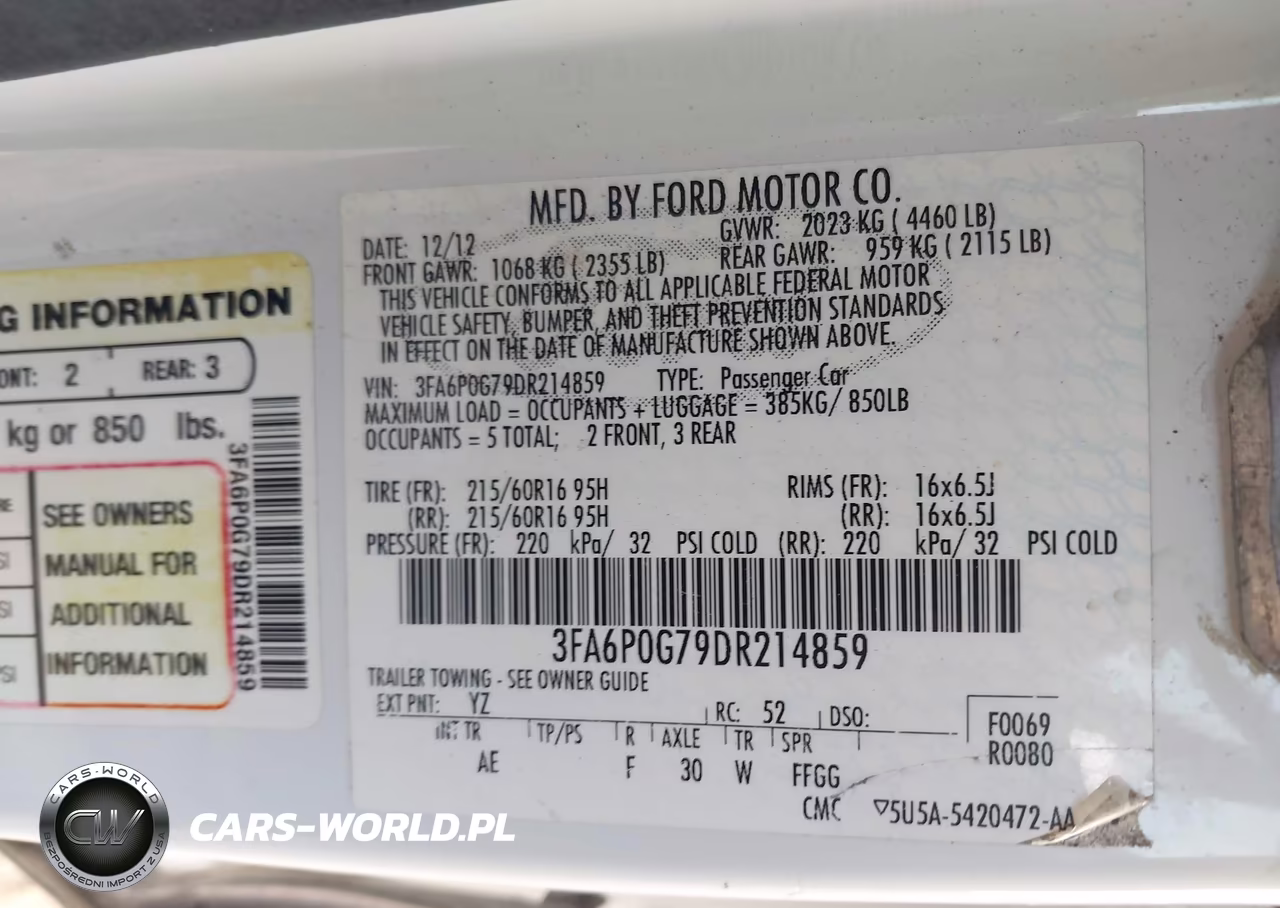 2013 Ford Fusion S VIN:3FA6P0G79DR214859 - 9
