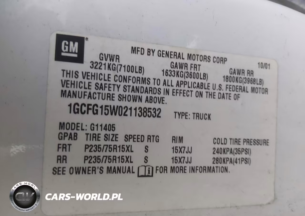 2002 Chevrolet Express VIN:1GCFG15W021138532 - 9