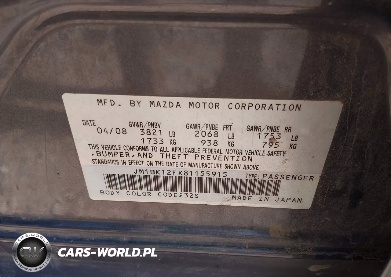 2008 Mazda Mazda3 I Sport VIN:JM1BK12FX81155915 - 9