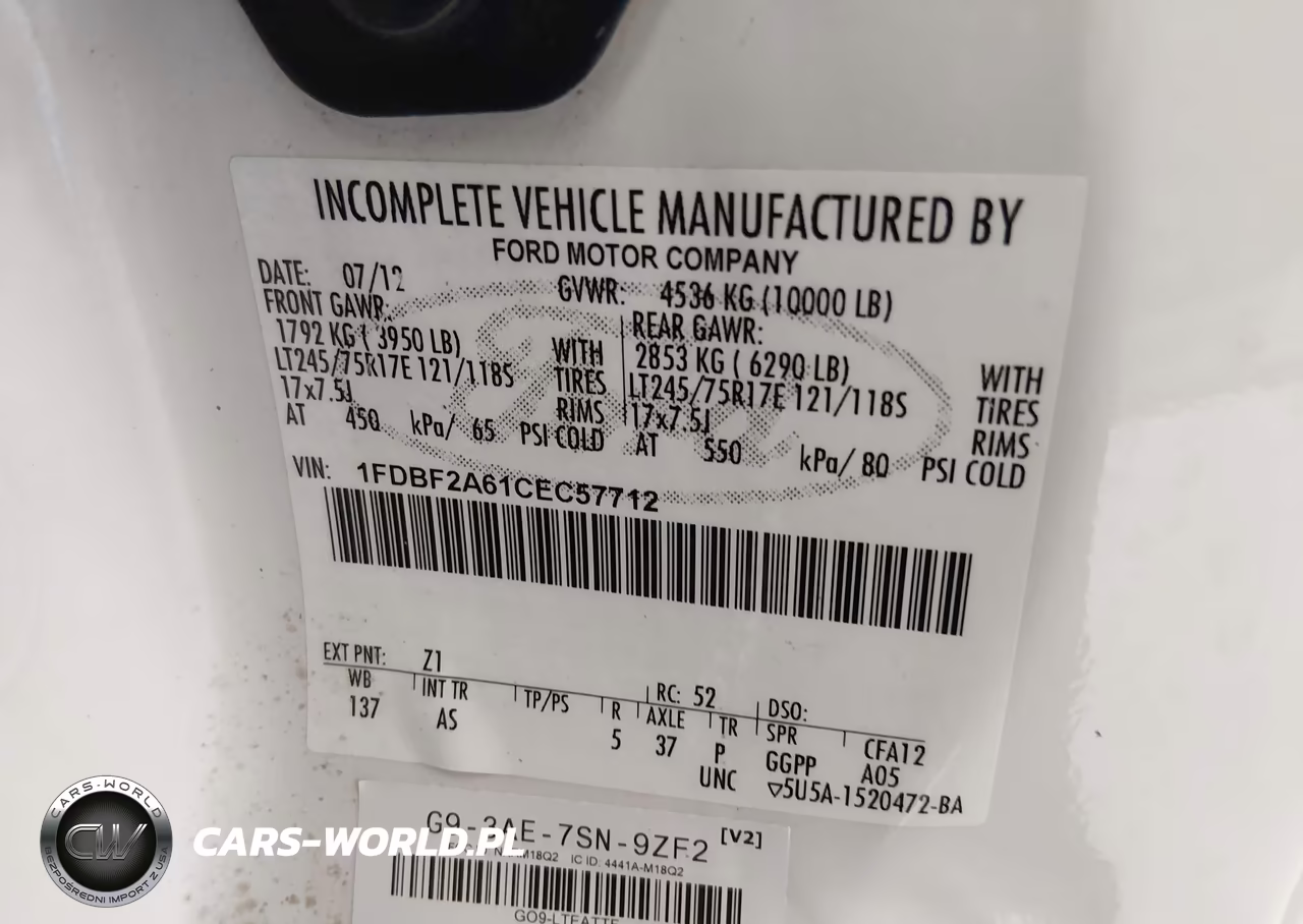 2012 Ford F-250 Xl VIN:1FDBF2A61CEC57712 - 9