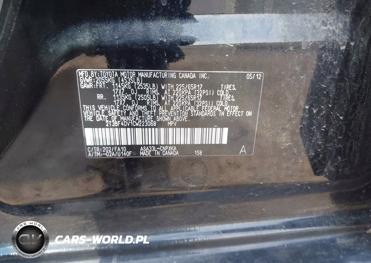 2012 Toyota Rav4 VIN:2T3BF4DV1CW223068 - 9