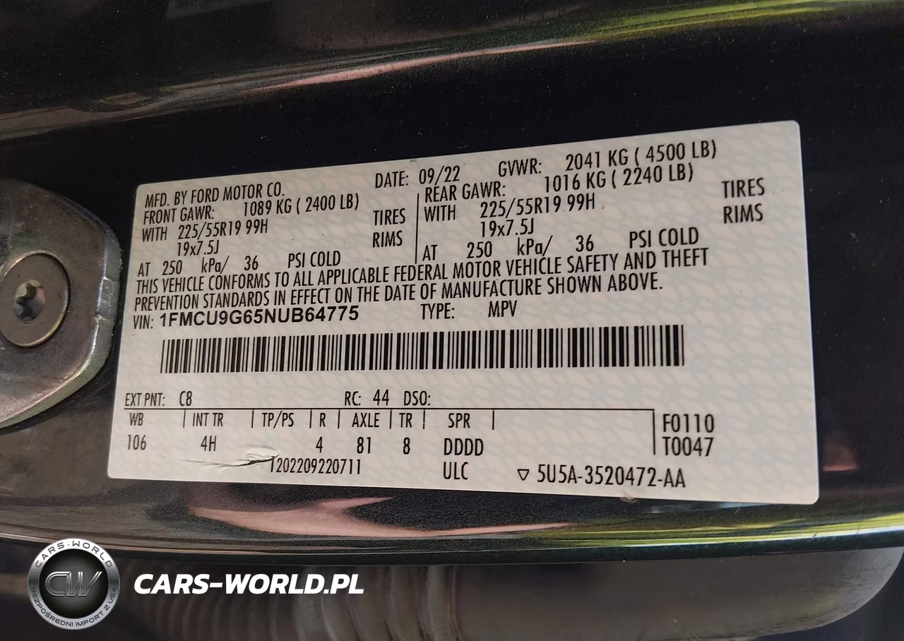 2022 Ford Escape Se VIN:1FMCU9G65NUB64775 - 9