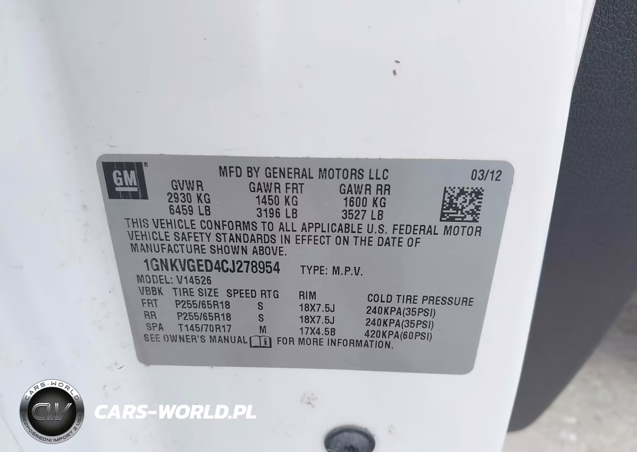 2012 Chevrolet Traverse 1Lt VIN:1GNKVGED4CJ278954 - 9