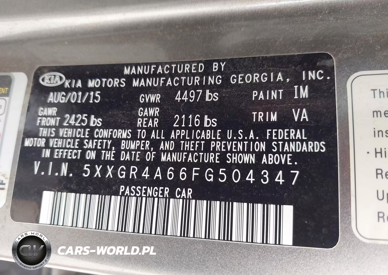 2015 Kia Optima Sx Turbo VIN:5XXGR4A66FG504347 - 9