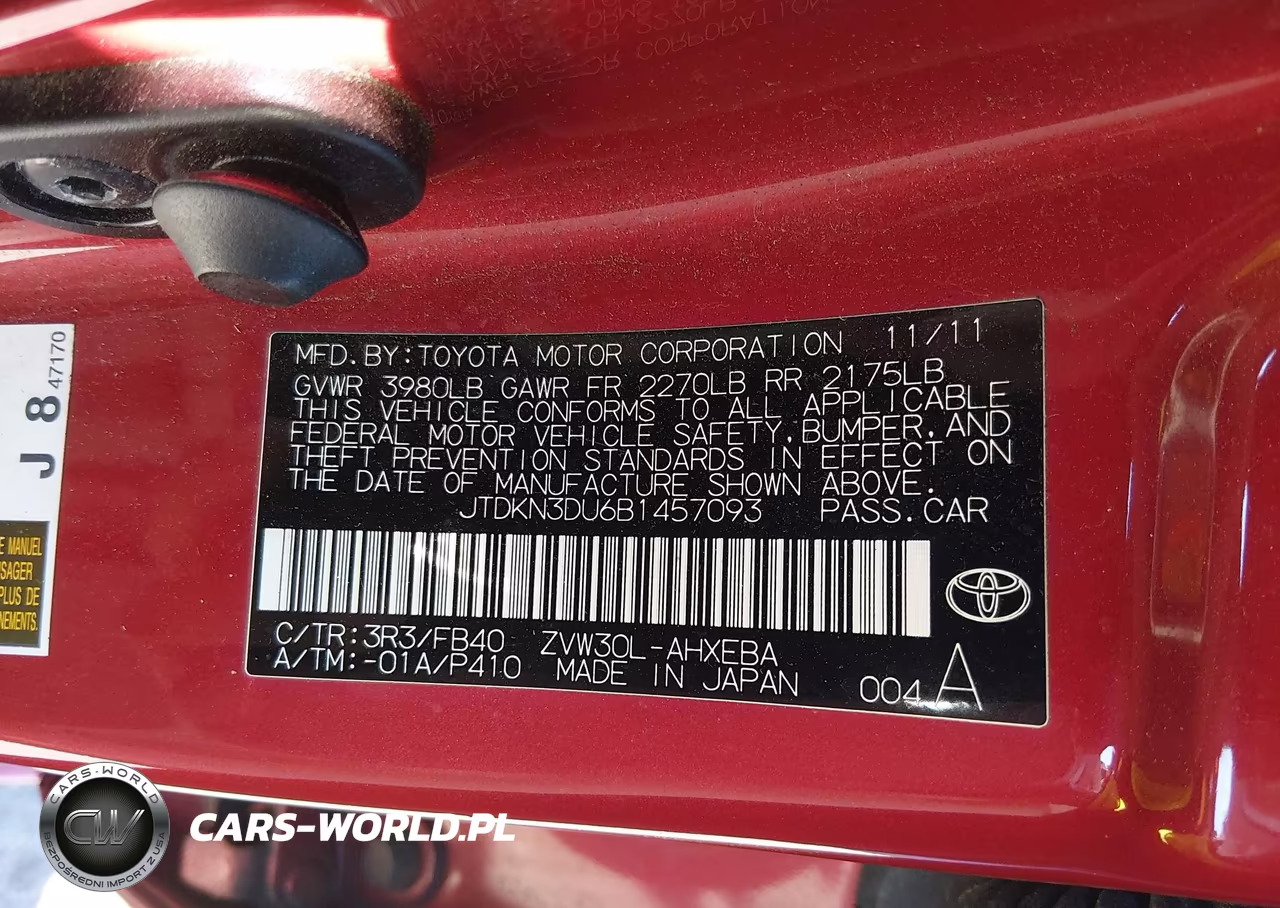 2011 Toyota Prius Two VIN:JTDKN3DU6B1457093 - 9
