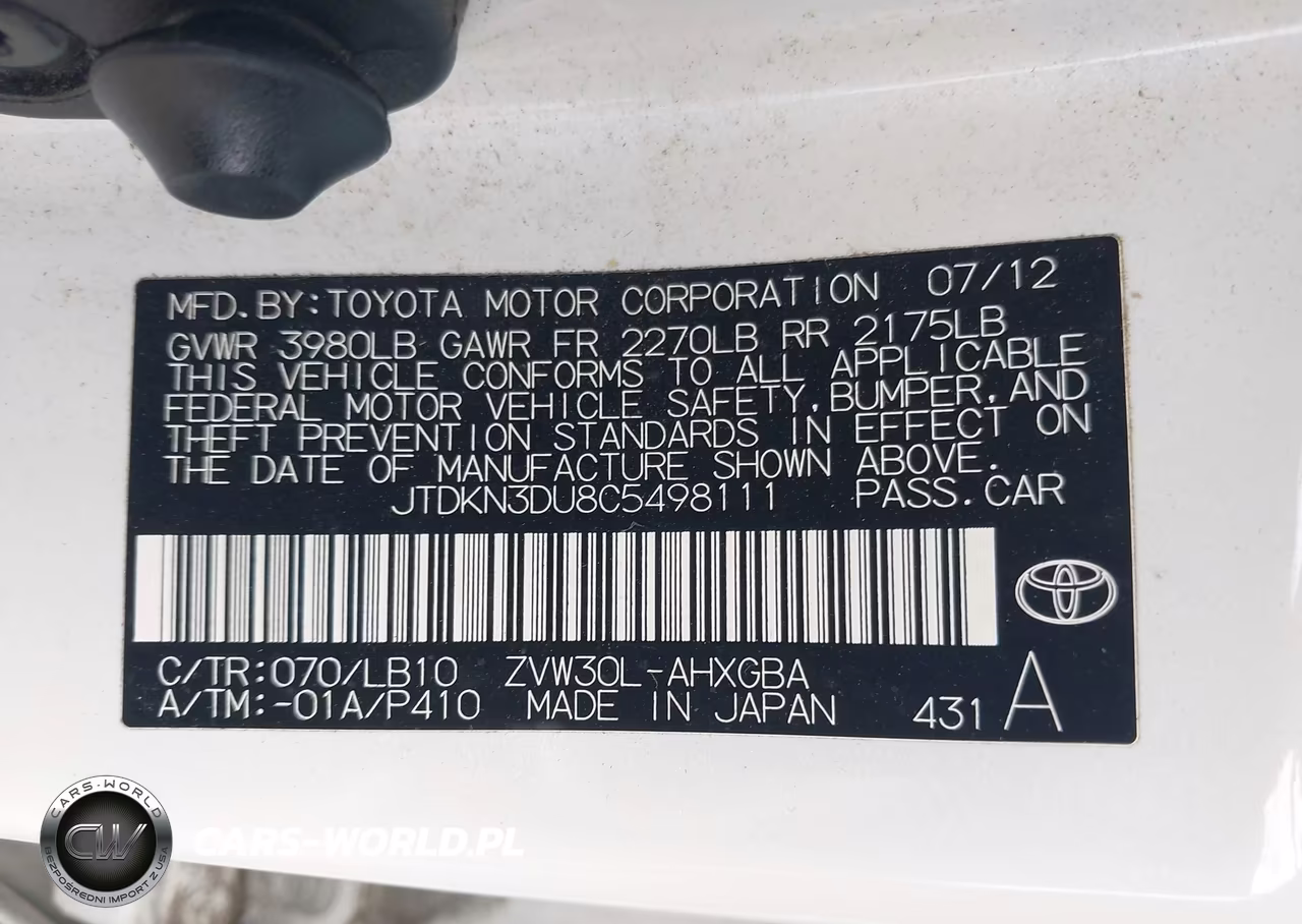 2012 Toyota Prius Five VIN:JTDKN3DU8C5498111 - 9