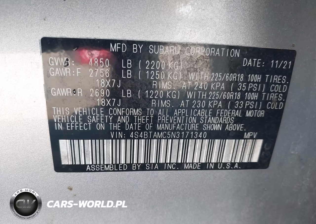 2022 Subaru Outback Limited VIN:4S4BTAMC5N3171340 - 9