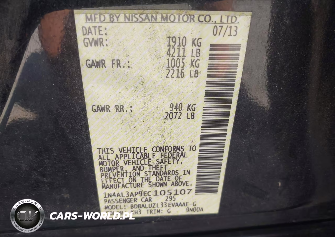 2014 Nissan Altima 2.5 Sv VIN:1N4AL3AP9EC105107 - 9