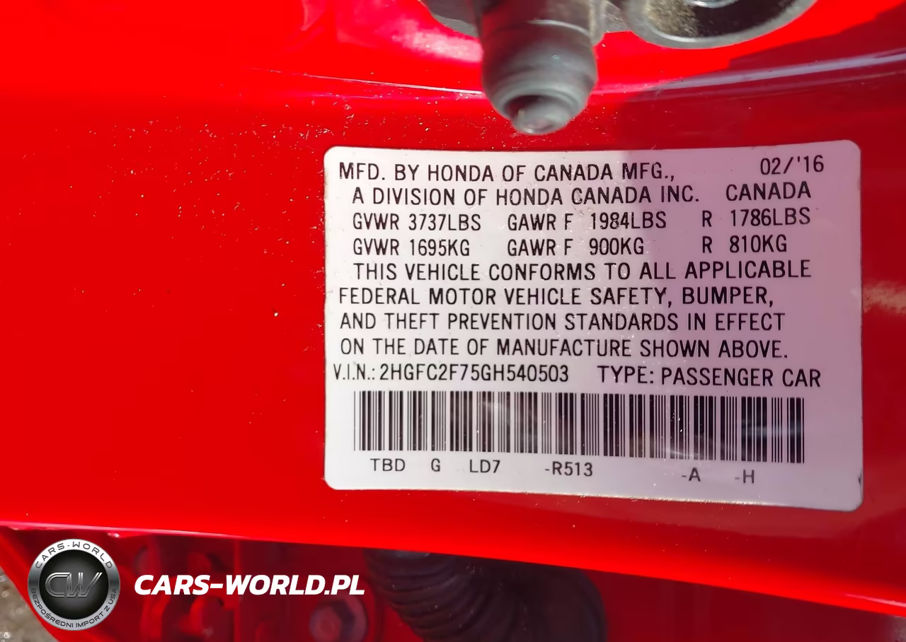 2016 Honda Civic Ex VIN:2HGFC2F75GH540503 - 9