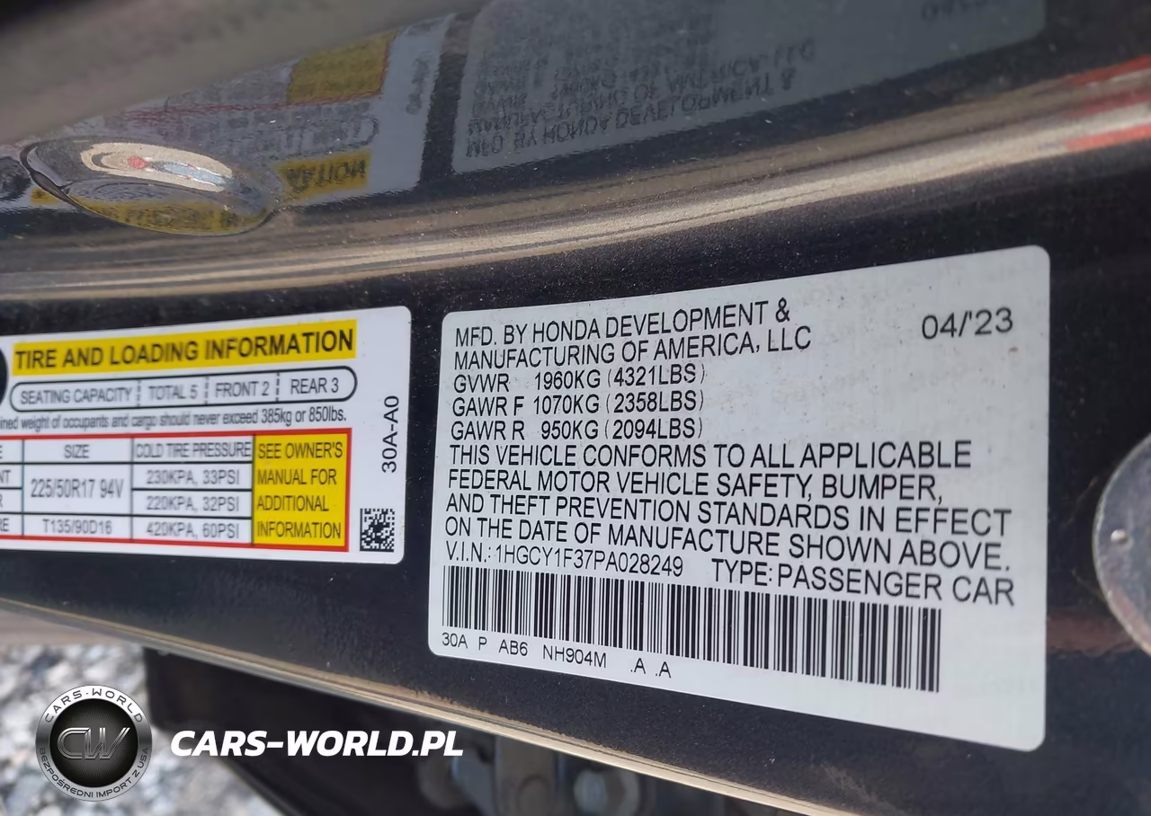 2023 Honda Accord Ex VIN:1HGCY1F37PA028249 - 9