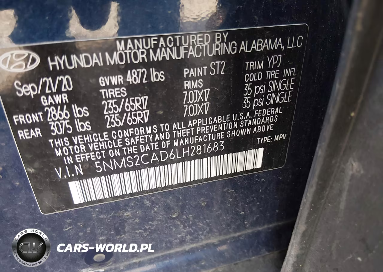 2020 Hyundai Santa Fe Se VIN:5NMS2CAD6LH281683 - 9