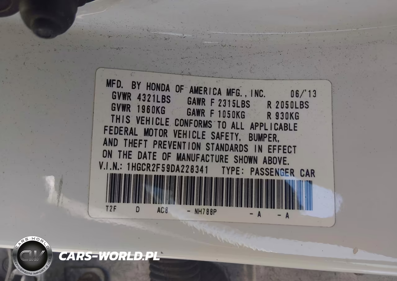2013 Honda Accord Sport VIN:1HGCR2F59DA228341 - 9