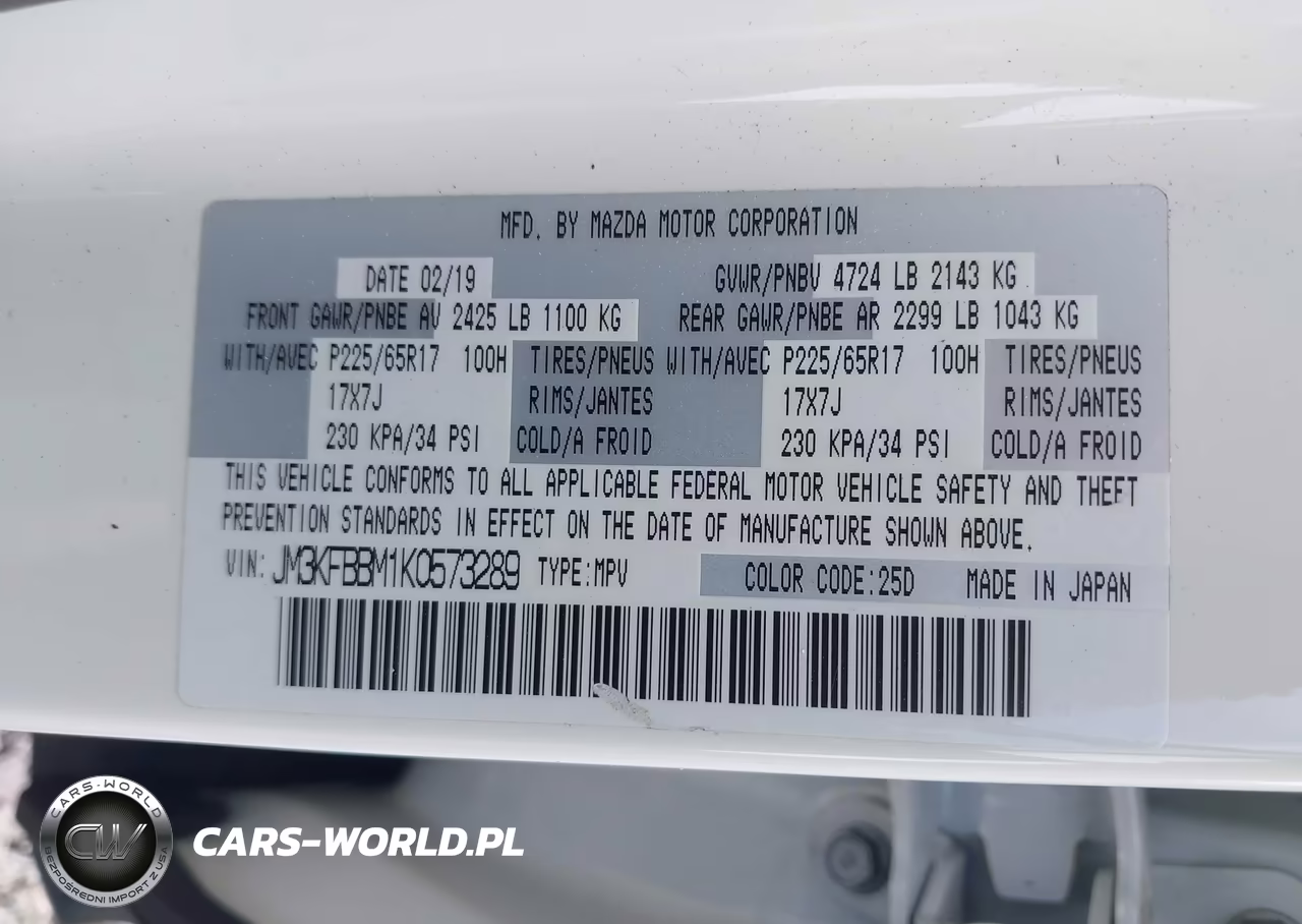 2019 Mazda Cx-5 Sport VIN:JM3KFBBM1K0573289 - 9