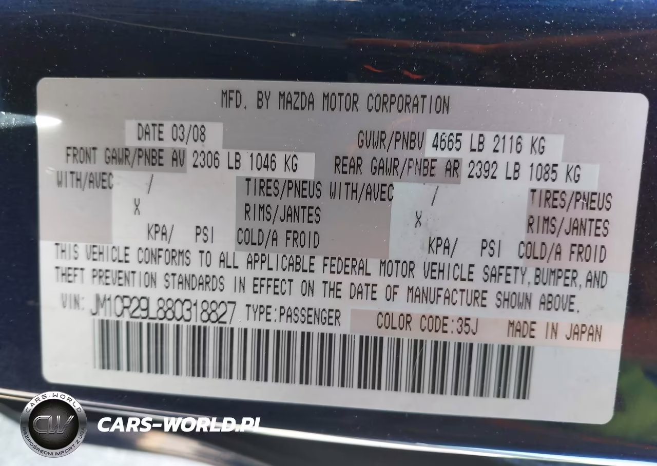 2008 Mazda Mazda5 Sport VIN:JM1CR29L880318827 - 9