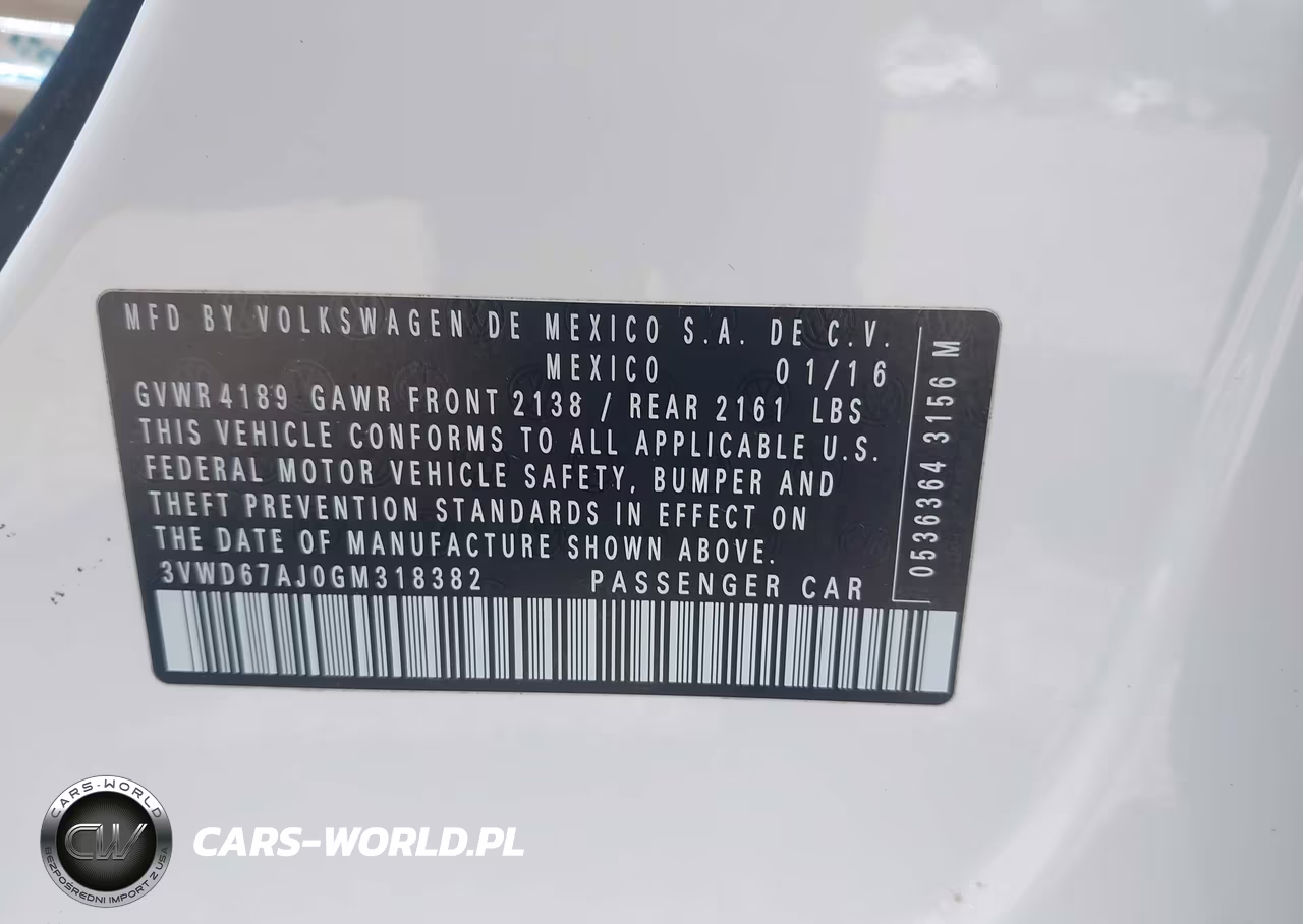 2016 Volkswagen Jetta 1.4T Se VIN:3VWD67AJ0GM318382 - 9