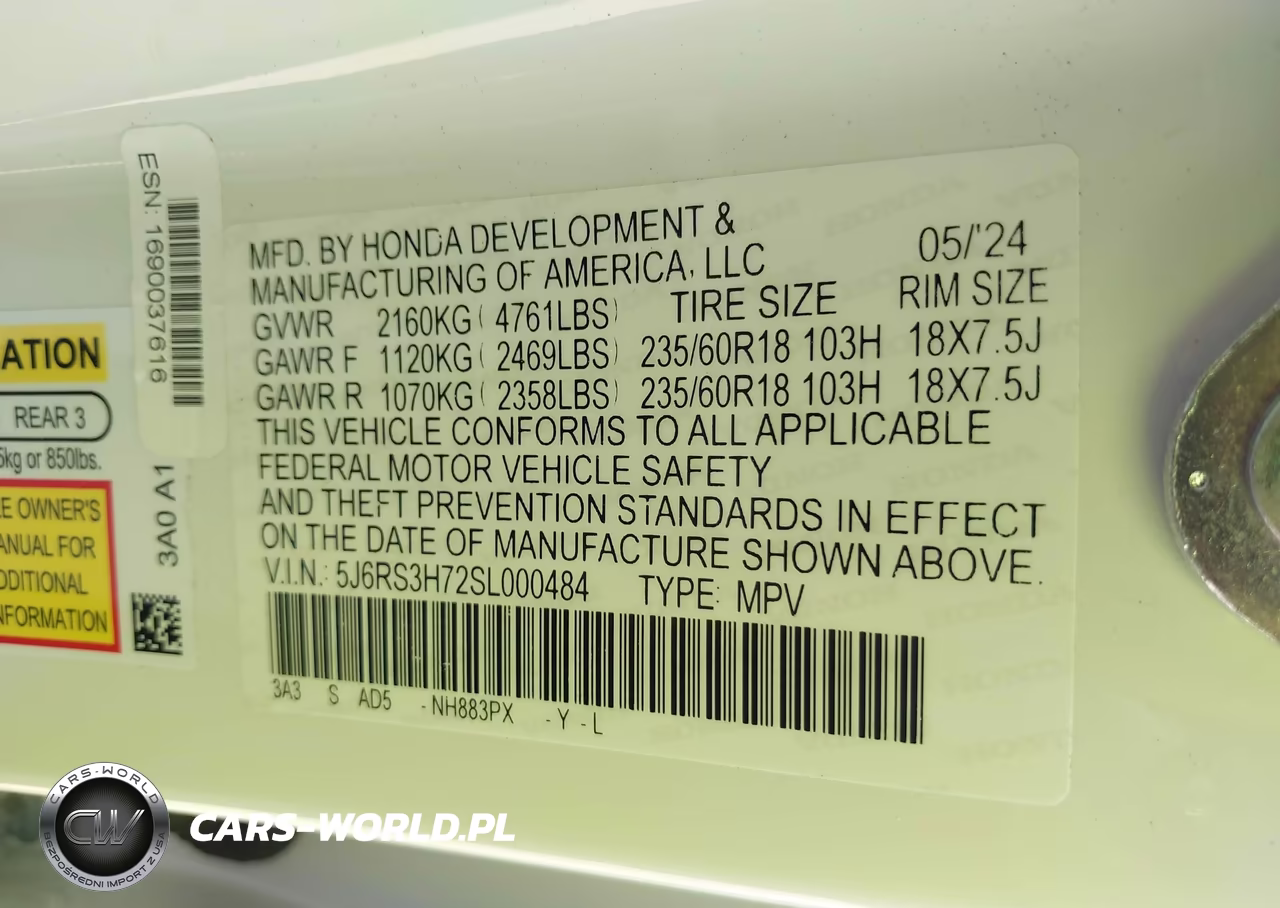 2025 Honda Cr-V Ex-L 2Wd VIN:5J6RS3H72SL000484 - 9