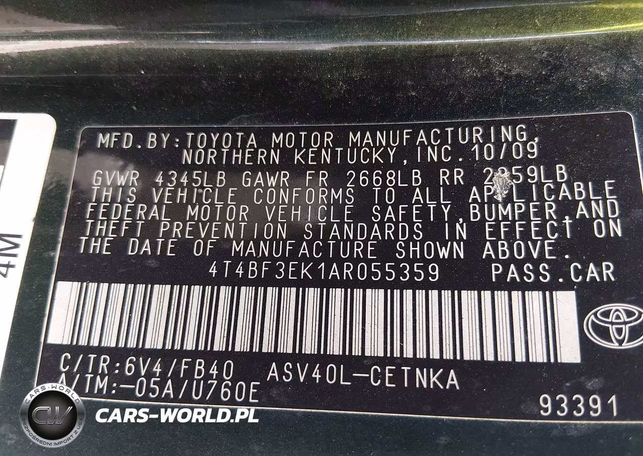 2010 Toyota Camry Le VIN:4T4BF3EK1AR055359 - 9