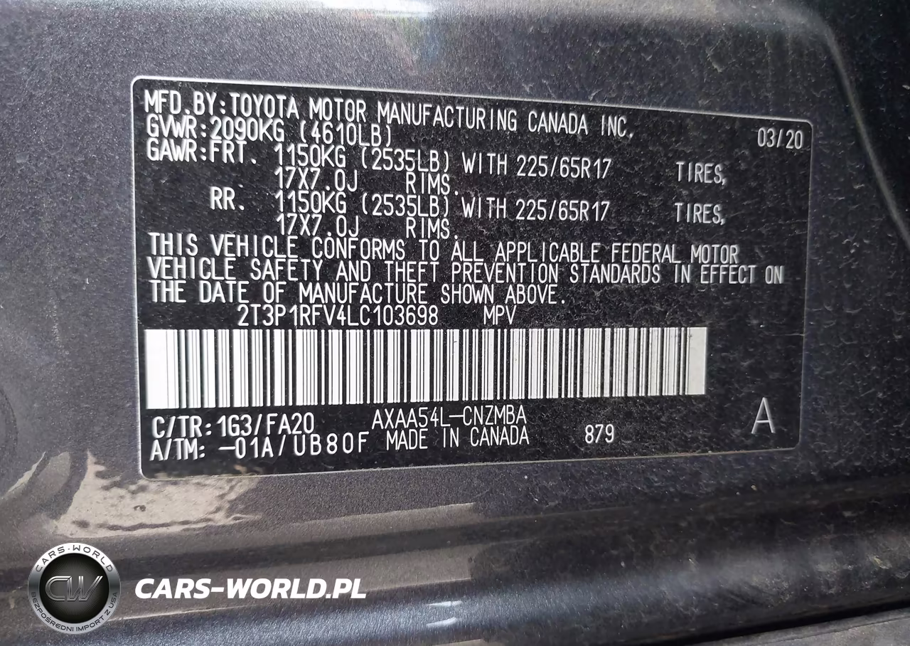 2020 Toyota Rav4 Xle VIN:2T3P1RFV4LC103698 - 9