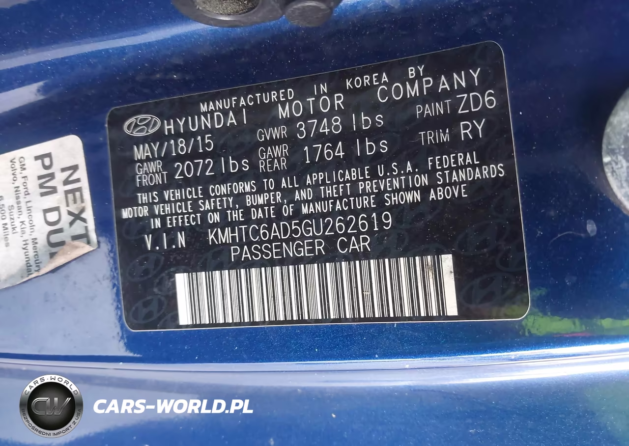 2016 Hyundai Veloster VIN:KMHTC6AD5GU262619 - 9